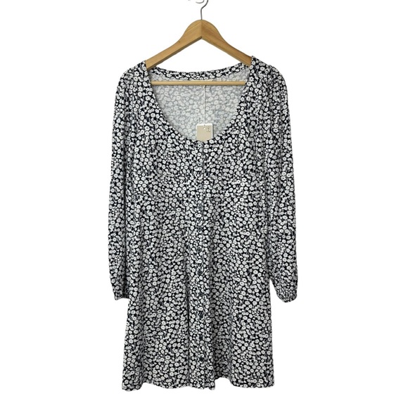 NWT Boden Button Front Jersey Mini Dress Floral French Navy Tulip Spring Size 4P - Picture 6 of 13